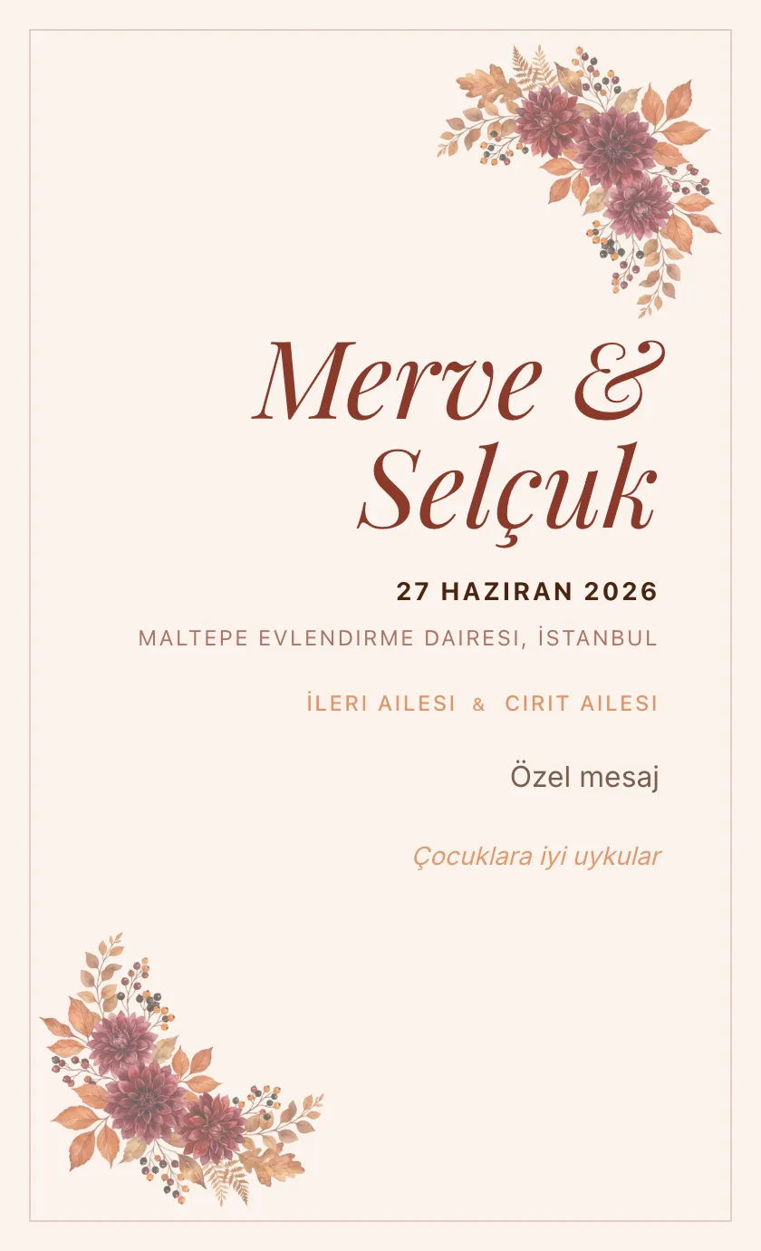 Modern Minimal davetiye şablonu