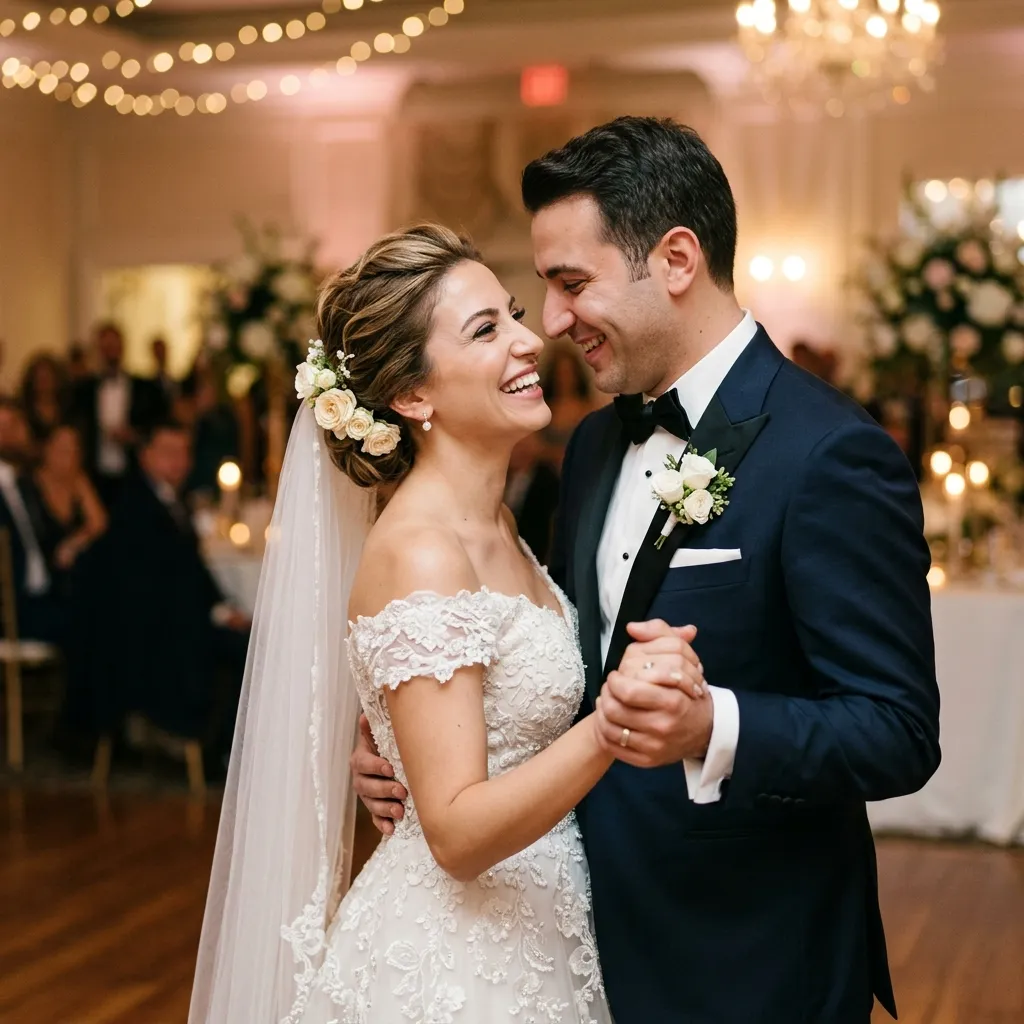 Düğünde çekilmiş romantik çift fotoğrafı